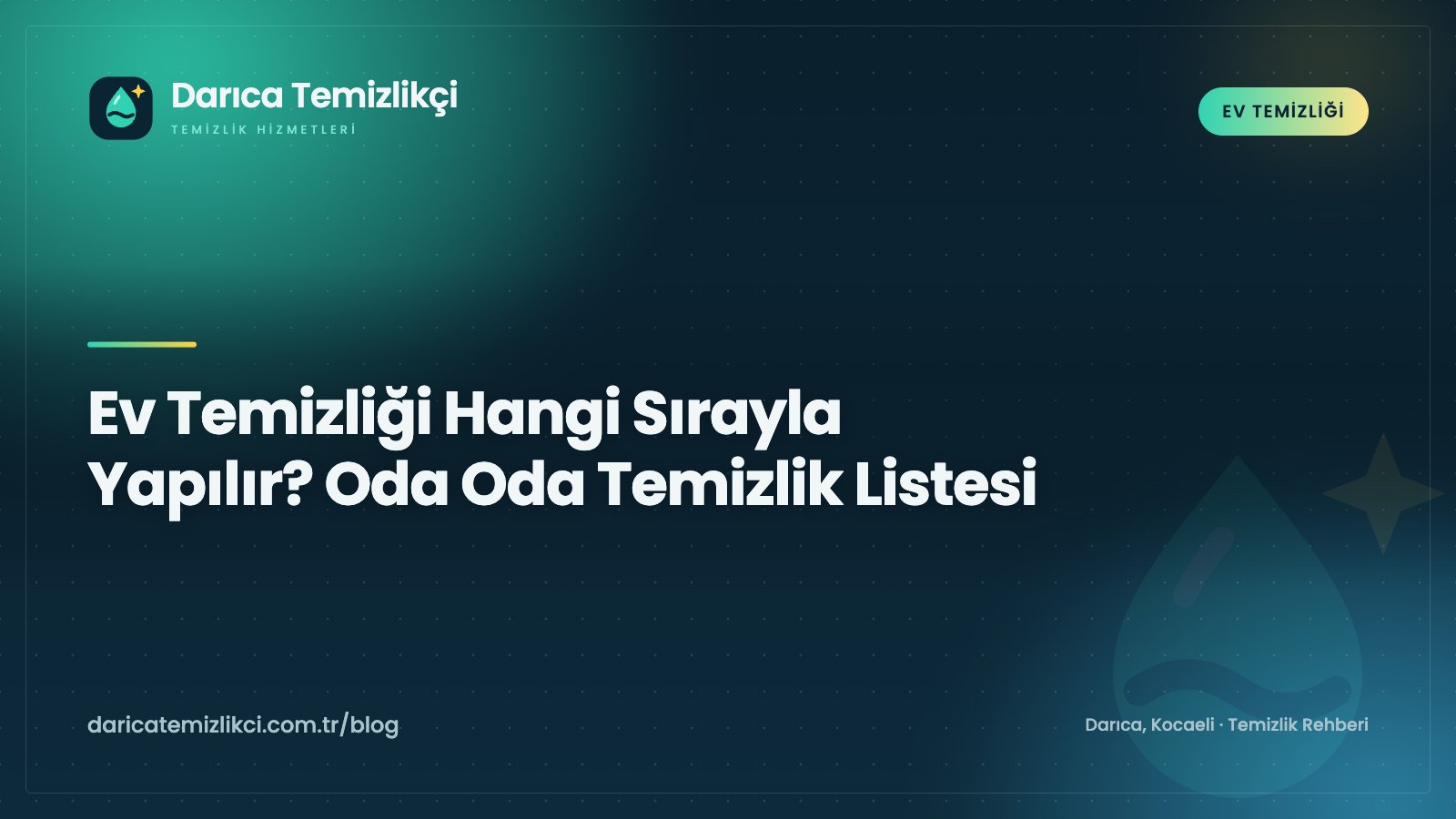 Ev temizliği sırasında yukarıdan aşağıya toz alınan ve zemini kapıya doğru silinen aydınlık bir salon