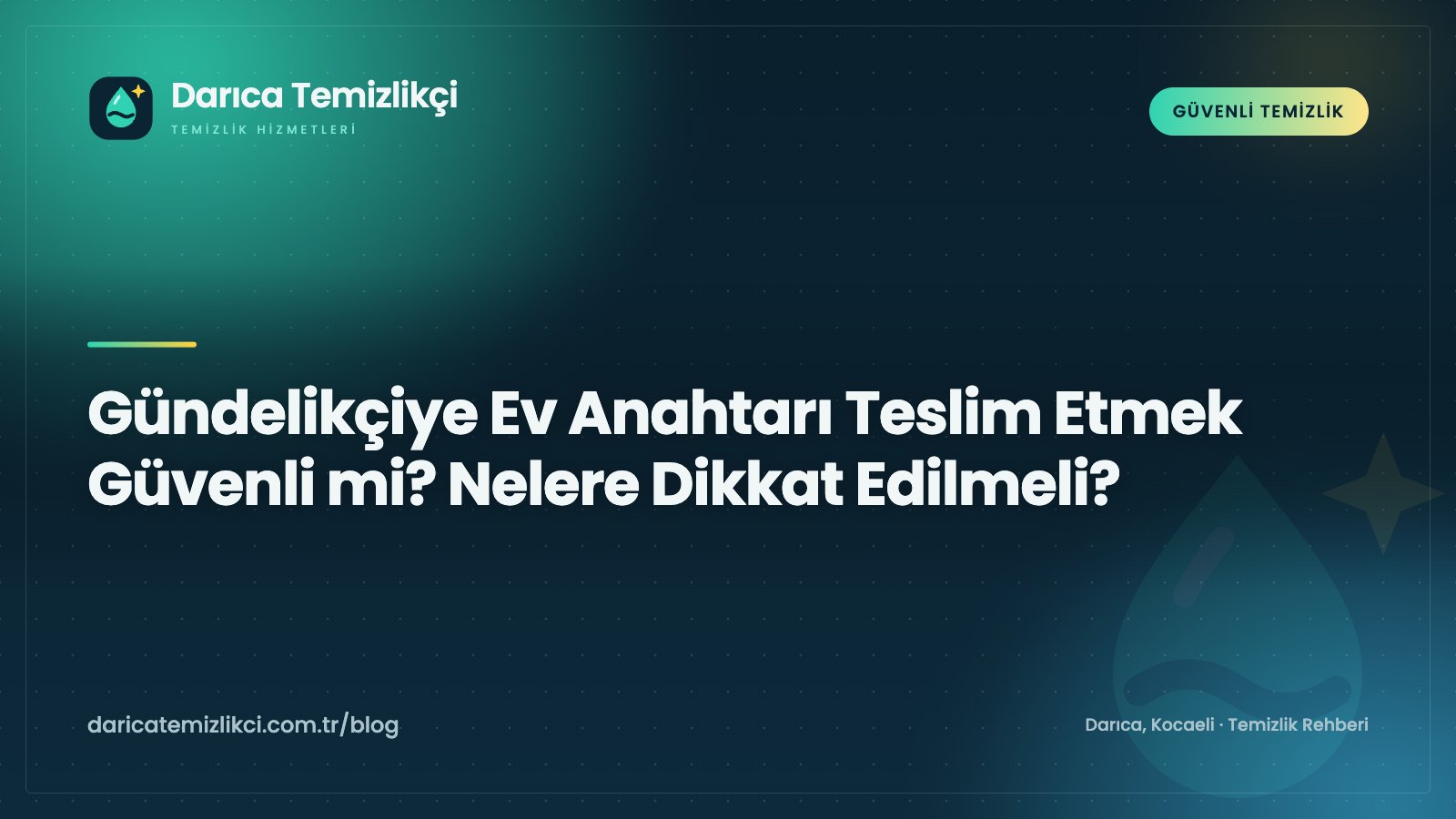 Gündelikçiye anahtar teslim etmek güvenli mi sorusunu simgeleyen ev anahtarı ve temizlik çantası